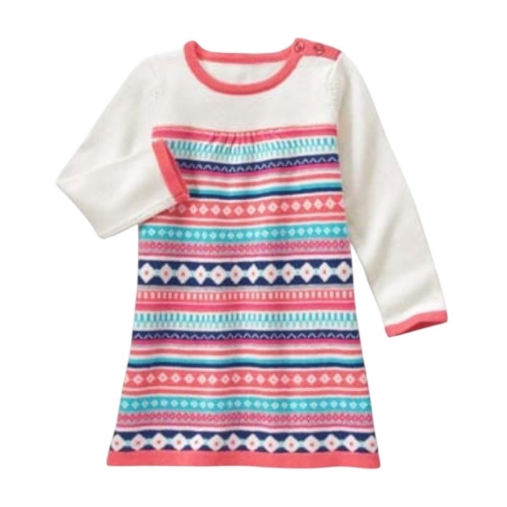 Gymboree Enchanted Winter Fair Isle Coral Sweater Dress 4T Toddler Girl